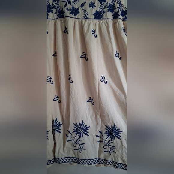 Free people blu pepper tan minidress embroidered detailing size medium boho - Picture 5 of 6